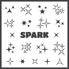 Wall Mural - Black sparkles, glowing light effect stars and bursts