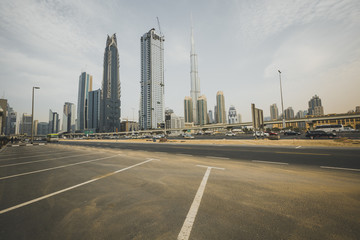 Wall Mural - Dubai skyline with Burj Khaleefa the tallest building over the horizon, United Arab Emirates, Middle East.