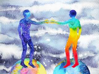 human and universe power, watercolor painting, chakra reiki, mastermind together