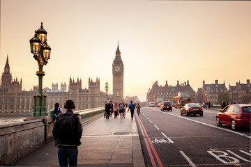 Fototapete - Westminster Bridge at sunset, London, UK