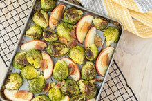 Homemade Roasted Brussels Sprouts With Bacon And Apple.