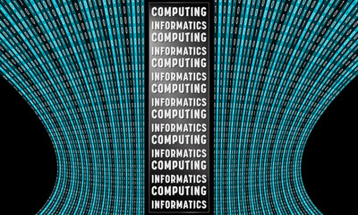 Poster - Futuristic vector backdrop and binary code and the words computi