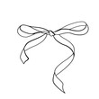A bow ribbon gift in a vintage woodcut engraved etching style