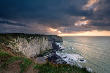 Wall Mural - stormy ocean coast with cliffs