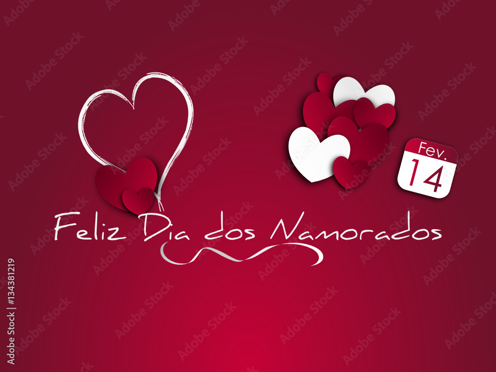 Feliz Dia dos Namorados 14 fevereiro Stock Vector | Adobe Stock