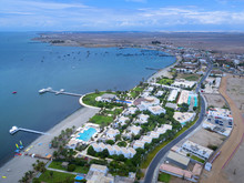 PARACAS, ICA, PERU: Panoramic View Of The Paracas Bay From Air.