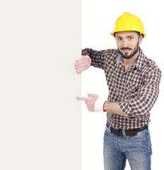 Sticker - Carpenter pointing at blank board