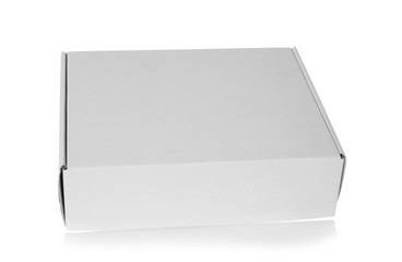 Cardboard box on white background