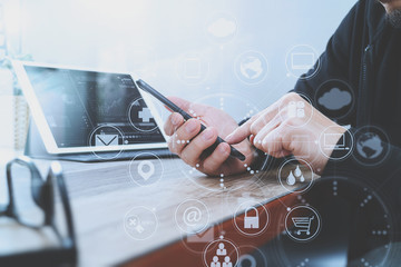 businessman hand using smart phone,mobile payments online shoppi