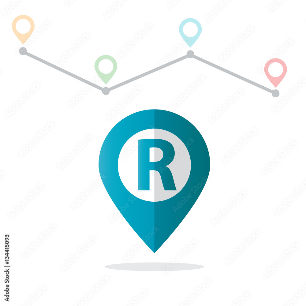 Map Letter R Image vectorielle Stock Initial Letter R With Pin Location Logo on Maps ...