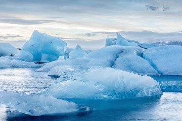 icebergs floating in jokulsarlon glacial lagoon