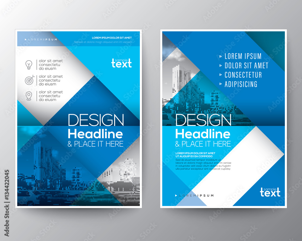 Blue Brochure annual report cover Flyer Poster design Layout template ...