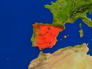 Wall Mural - Spain from space in red