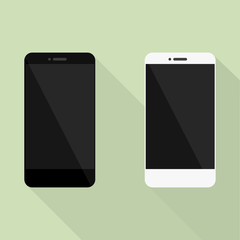 Wall Mural - set of realistic mobile phone collection in new style. white and black smartphone with shadow