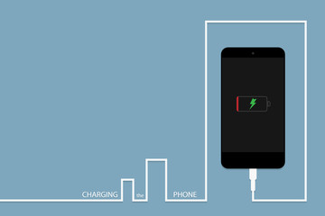 Wall Mural - black phone charging with energy bank