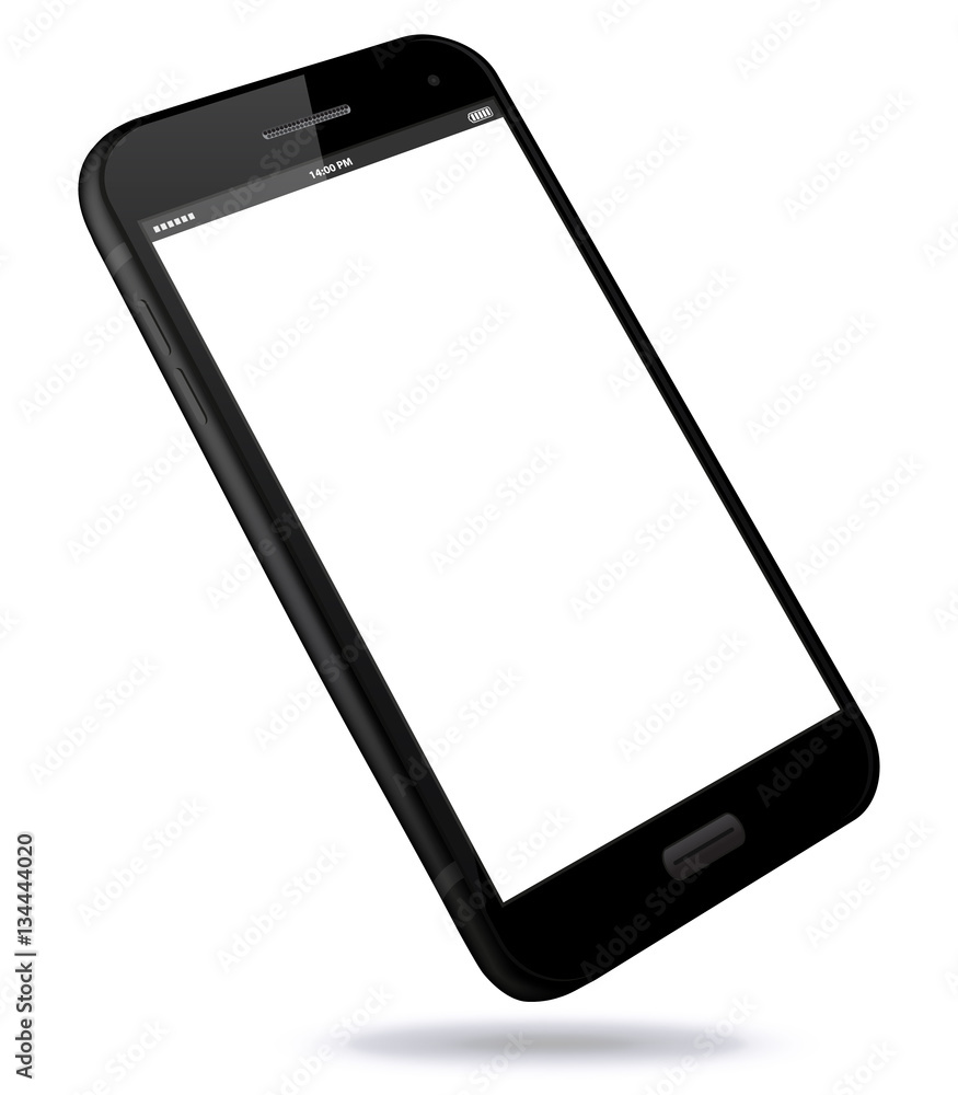 Black Smart Phone Vector Illustration isolated on white. Stock Vector ...