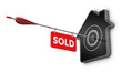 Home Sold Sign Over White Background, Real Estate Concept