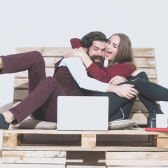 Wall Mural - Young couple spend time together