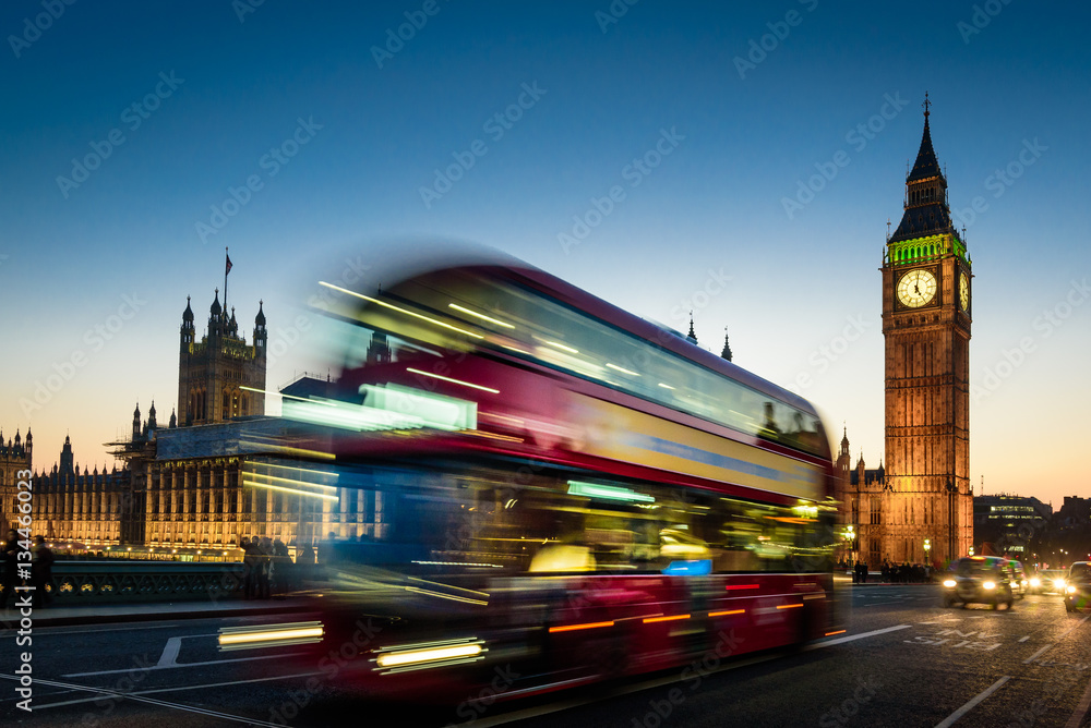 Big Ben and London Bus - obrazy, fototapety, plakaty 