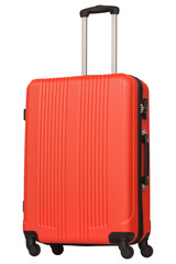 Orange suitcase isolated on white background