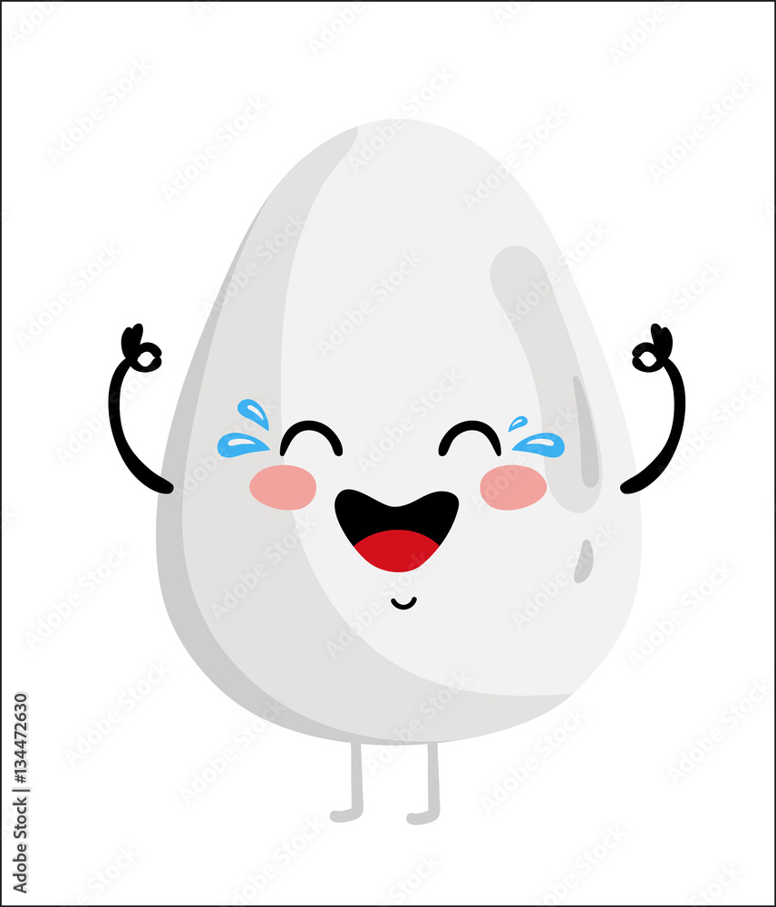 Cute happy egg cartoon character isolated on white background vector ...
