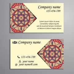 Invitation, business card or banner with text template. Round fl