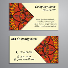 Invitation, business card or banner with text template. Round fl