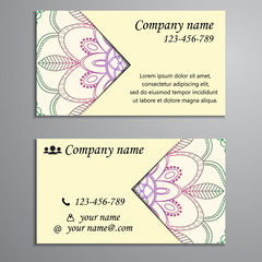 Invitation, business card or banner with text template. Round fl