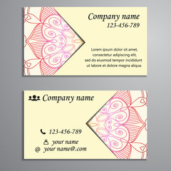 Invitation, business card or banner with text template. Round fl