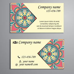 Invitation, business card or banner with text template. Round fl