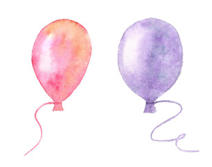 Two watercolor air balloons