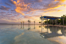 The Cairns Lagoon At Sunrise In Tropical North Queensland