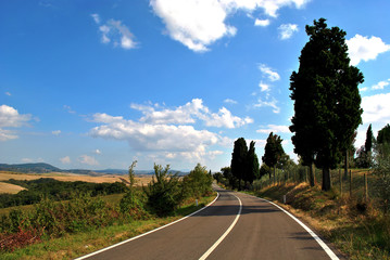 Wall Mural - Beautiful country road in Tuscany region