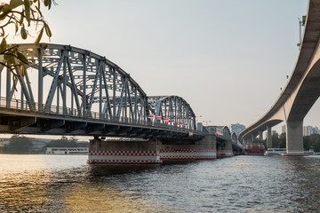 Wall Mural - Transportation / View of bridge cross the river. Movement.