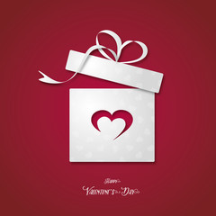 box gift with heart , happy valentine's day - vector romantic present icon ( love , shopping )