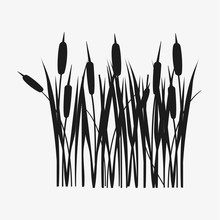 Reed Grass Black Silhouette