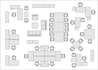 Office furniture top view 