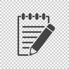 Document With Pencil Pictogram Icon. Simple Flat Illustration For Business, Marketing Internet Concept On White Background. Trendy Modern Vector Symbol For Web Site Design Or Mobile App