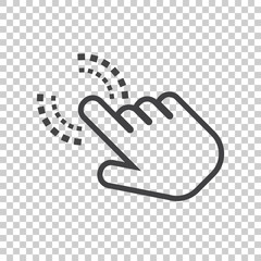 Wall Mural - click here icon. hand cursor signs. black button flat vector illustration.
