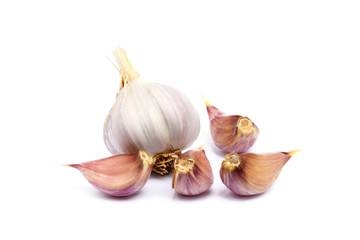 Healthy fresh garlic isolated on white background