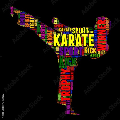 Dekoracja na wymiar  karate-typografia-slowo-cloud-kolorowe-ilustracja-wektorowa