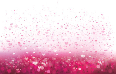 Wall Mural - vector pink bokeh background with hearts.
