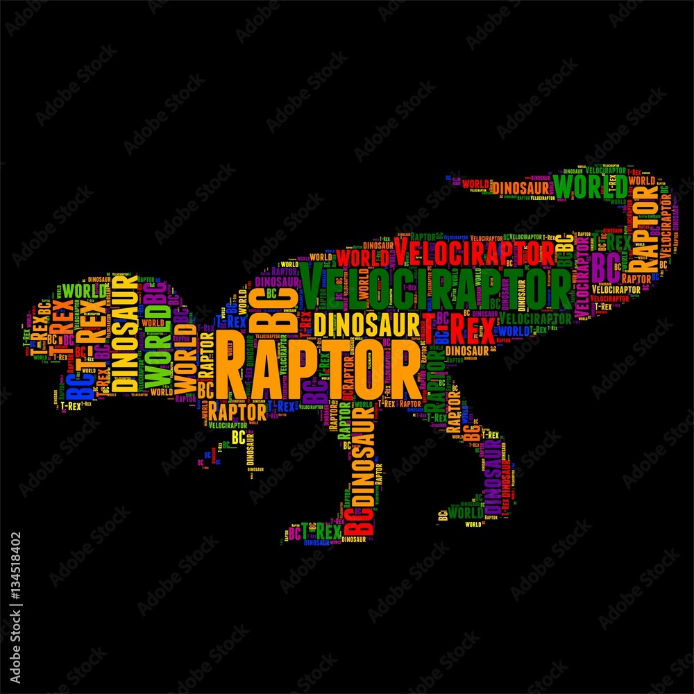 Letter R As Raptor Raptor Typography word cloud colorful Vector illustration Stock Vector ...