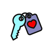 Heart Key Icon Illustration