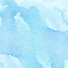 Abstract Hand Drawn Watercolor Background On Textured Paper In Blue Shades