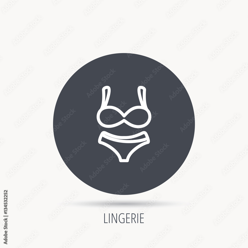 Lingerie icon. Women underwear sign. Round web button with flat icon ...