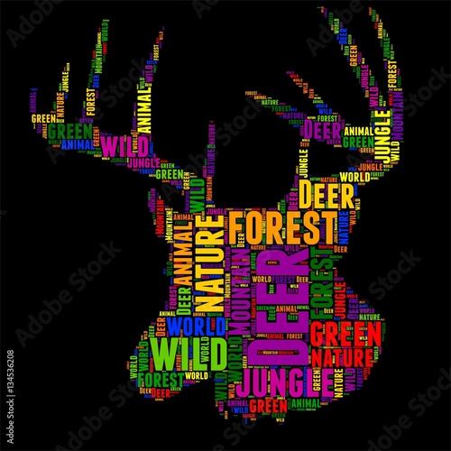 Deer Typography word cloud colorful Vector illustration Stock Vector