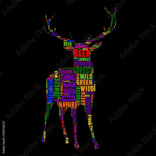 Deer Typography word cloud colorful Vector illustration Stock Vector