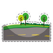 © djvstock - paved road with trees on the roadside icon image vector illustration design