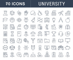 Wall Mural - set vector flat line icons university
